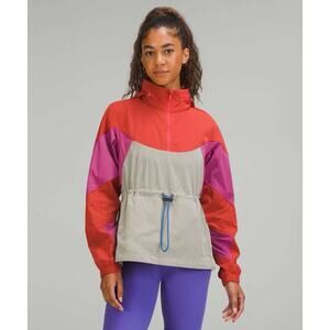 Lululemon Evergreen Anorak Pink Punch Pink Lychee Raw Linen‎ Windbreaker